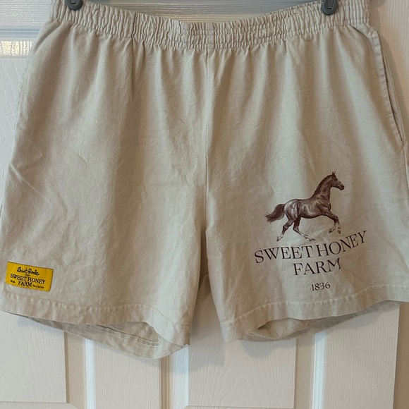 saint bode Pants - Men’s Sweet Honey Farm x Saint Bode Cream Lounge Shorts Size XL